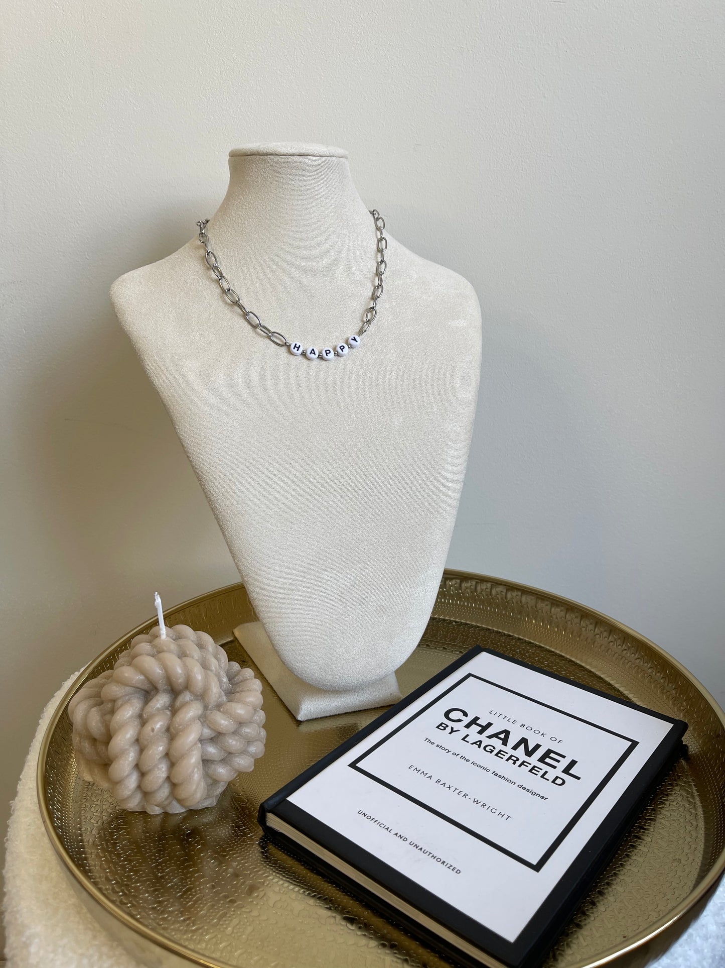 Happy silver necklace
